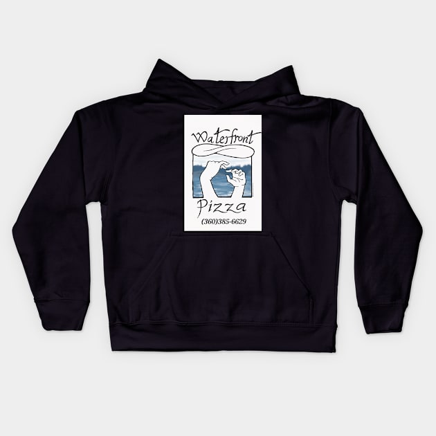 Waterfront pizza Kids Hoodie by Gourmet comics